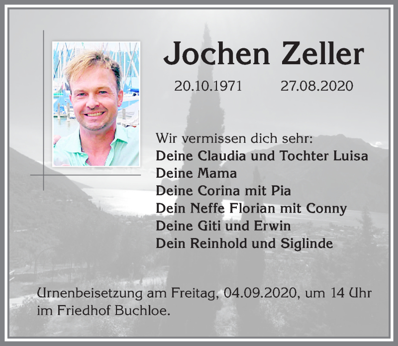 Traueranzeige von Jochen Zeller von Allgäuer Zeitung, Kaufbeuren/Buchloe