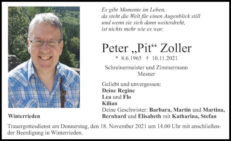 Traueranzeige von Peter  Zoller von Allgäuer Zeitung