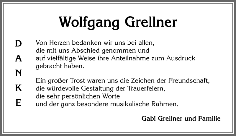 Traueranzeige von Wolfgang Grellner von Allgäuer Zeitung,Kempten