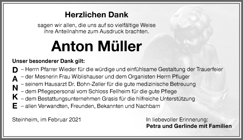 Traueranzeige von Anton Müller von Memminger Zeitung