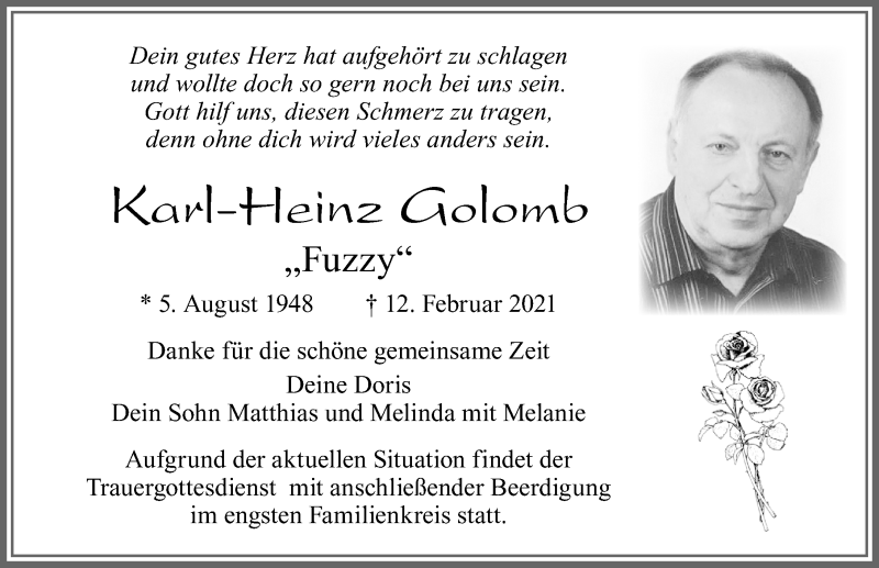 Traueranzeige von Karl-Heinz Golomb von Allgäuer Zeitung, Füssen