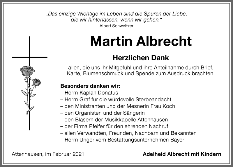 Traueranzeige von Martin Albrecht von Memminger Zeitung