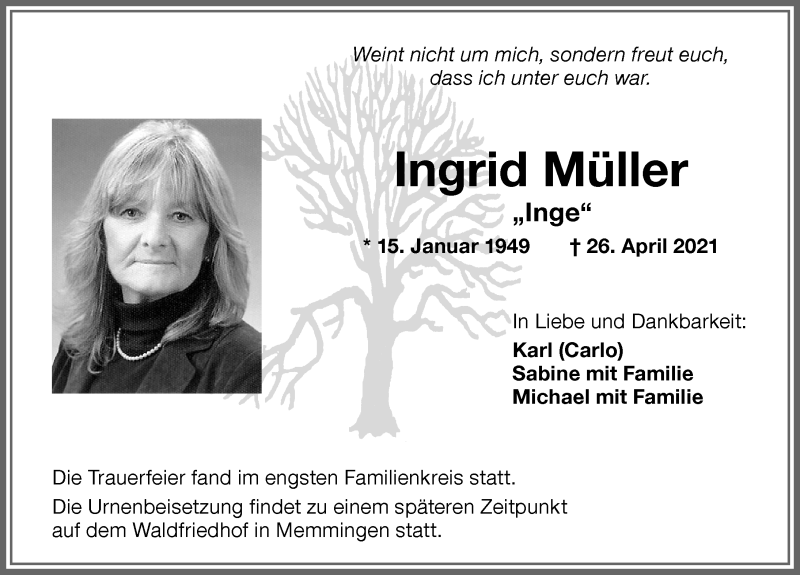 Ingrid Müller Traueranzeige 25a3410c 169c 4dff 952d 85875207074b 