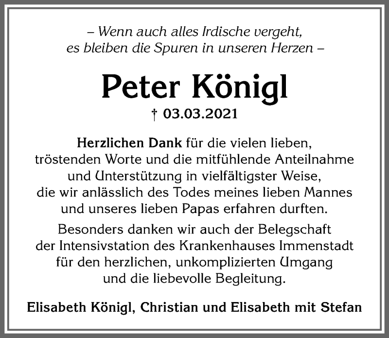 Traueranzeige von Peter Königl von Allgäuer Anzeigeblatt