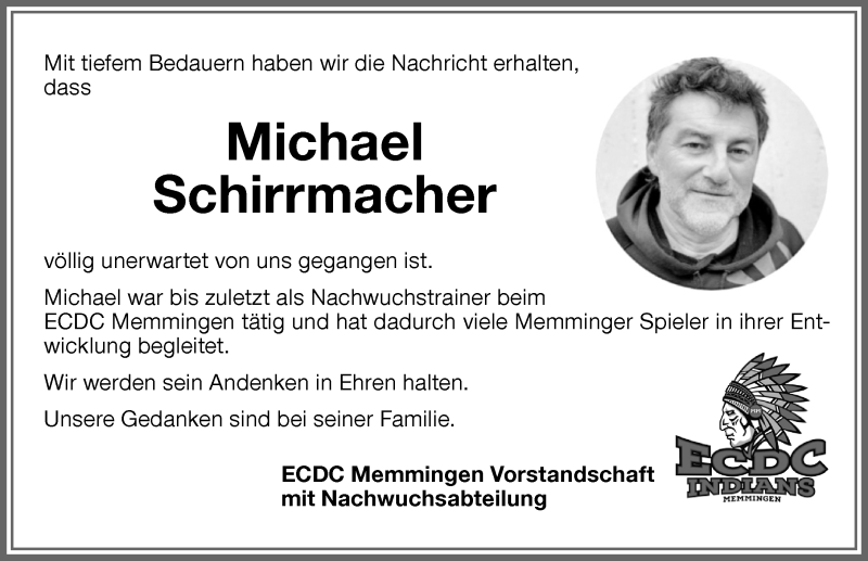 Traueranzeige von Michael Schirrmacher von Memminger Zeitung