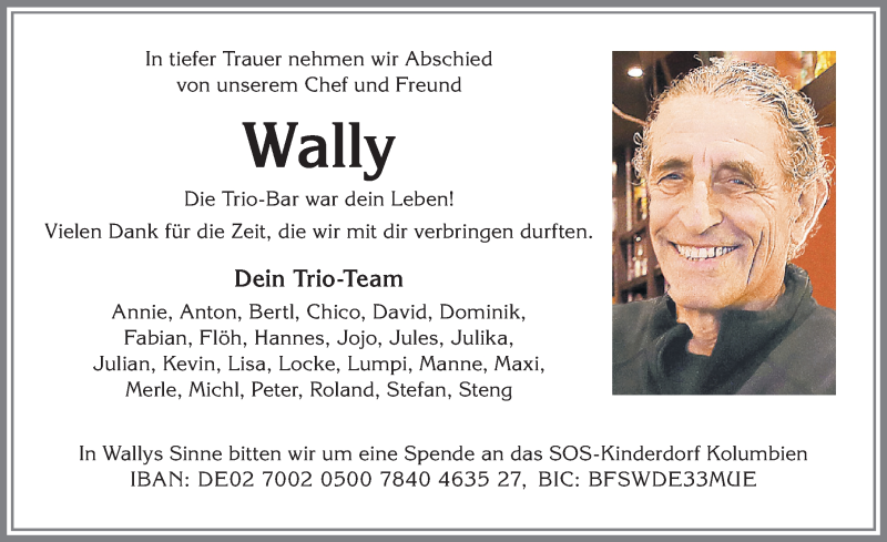 Traueranzeige von Wally  von Allgäuer Zeitung,Kempten