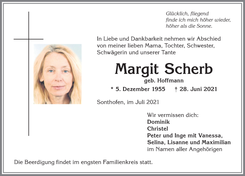 Traueranzeige von Margit Scherb von Allgäuer Anzeigeblatt
