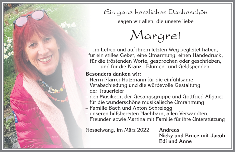 Traueranzeige von Margret  von Allgäuer Zeitung, Füssen