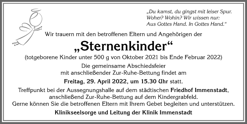 Traueranzeige von Sternenkinder  von Allgäuer Anzeigeblatt