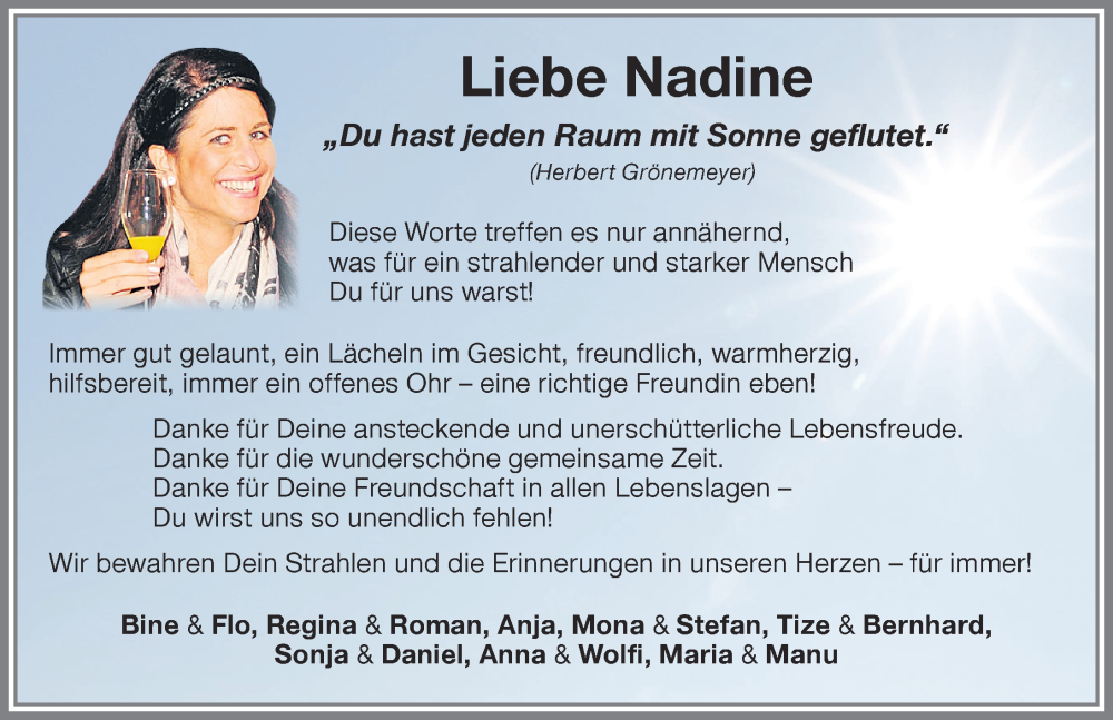 Traueranzeige von Nadine  von Memminger Zeitung