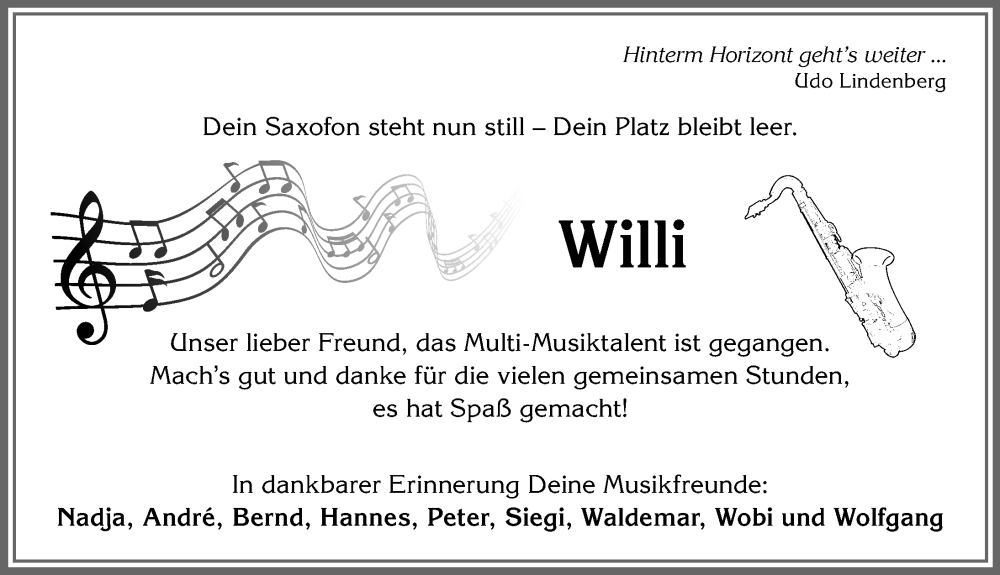 Traueranzeige von Willi  von Allgäuer Zeitung,Kempten