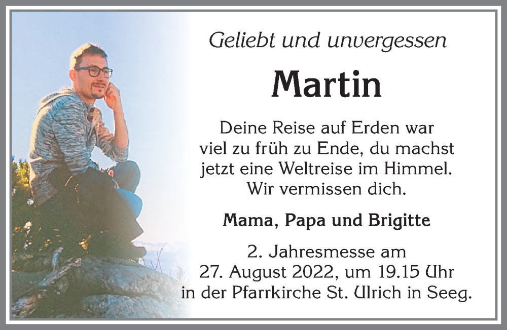 Traueranzeige von Martin  von Allgäuer Zeitung, Füssen