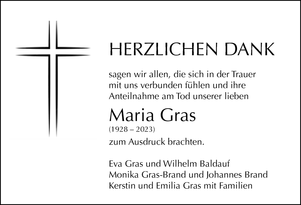 Traueranzeige von Maria Gras von Memminger Zeitung