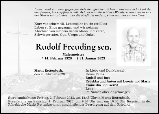 Traueranzeige von Rudolf Freuding von Memminger Zeitung