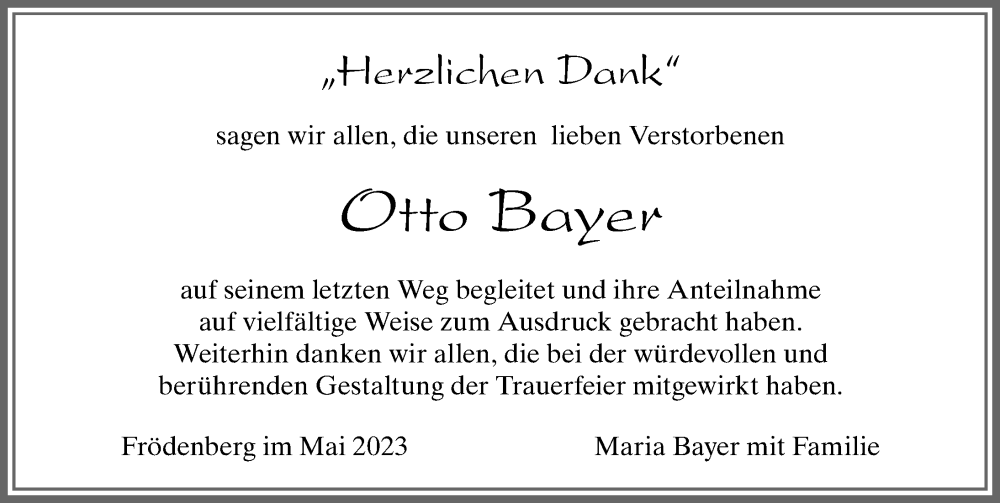 Traueranzeige von Otto Bayer von Allgäuer Zeitung, Marktoberdorf