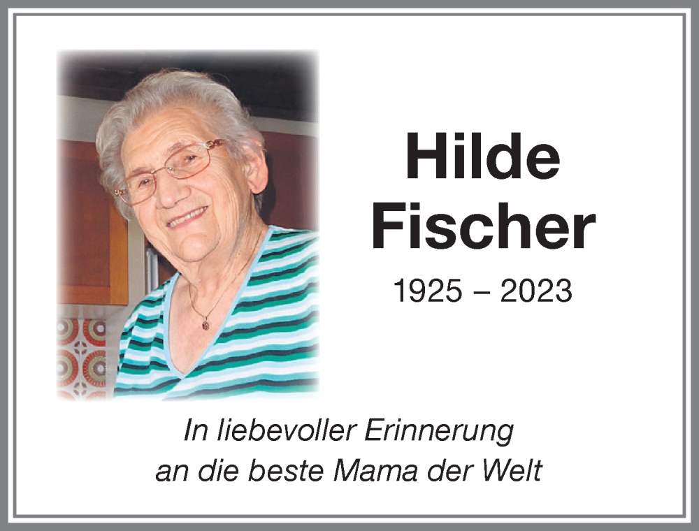 Traueranzeige von Hilde Fischer von Memminger Zeitung