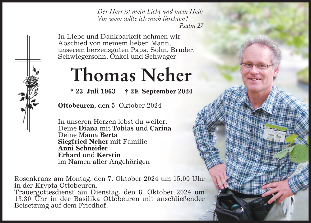 Traueranzeige von Thomas Neher von Memminger Zeitung