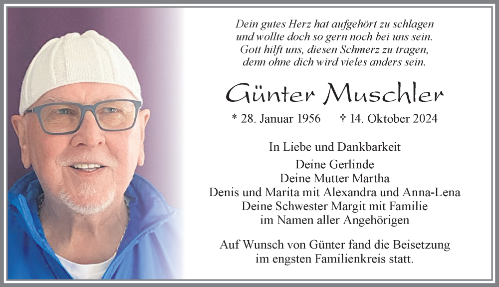 Traueranzeige von Günter Muschler von Allgäuer Zeitung, Füssen