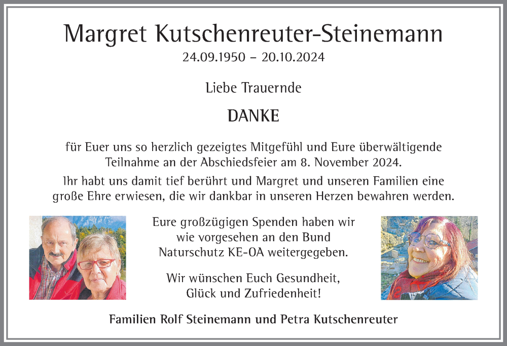 Traueranzeige von Margret Kutschenreuter-Steinemann von Allgäuer Zeitung,Kempten