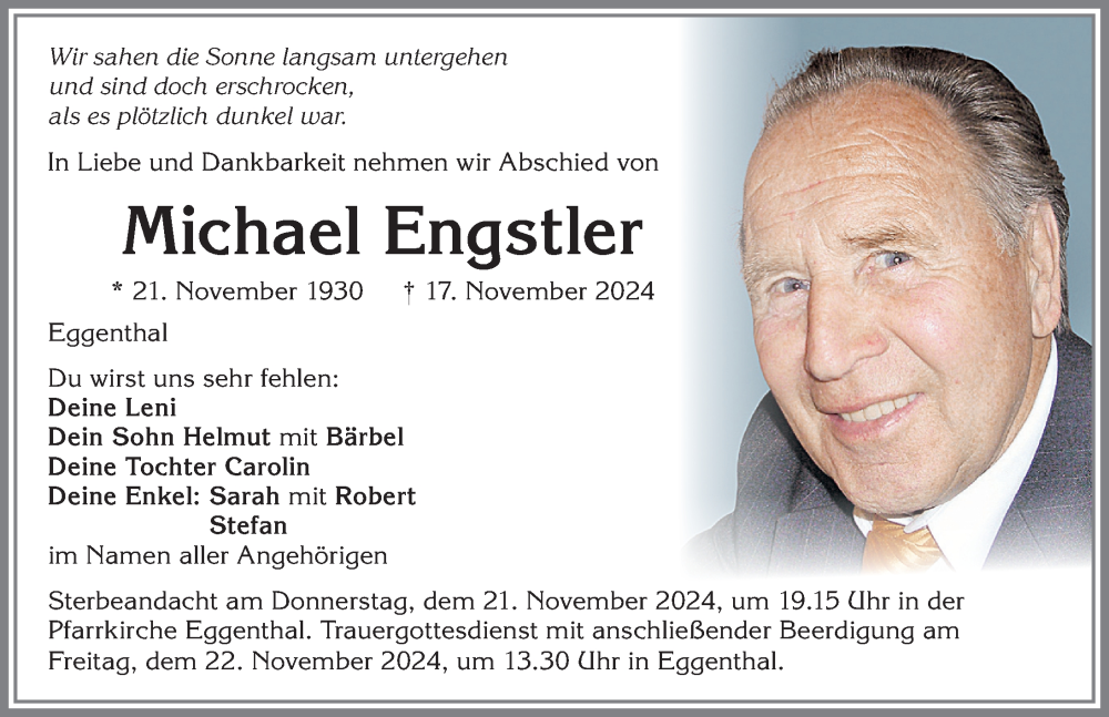 Traueranzeige von Michael Engstler von Allgäuer Zeitung, Kaufbeuren/Buchloe