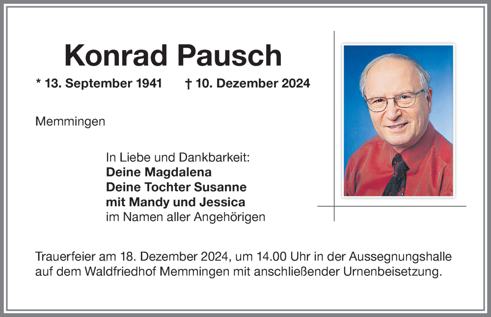 Traueranzeige von Konrad Pausch von Memminger Zeitung