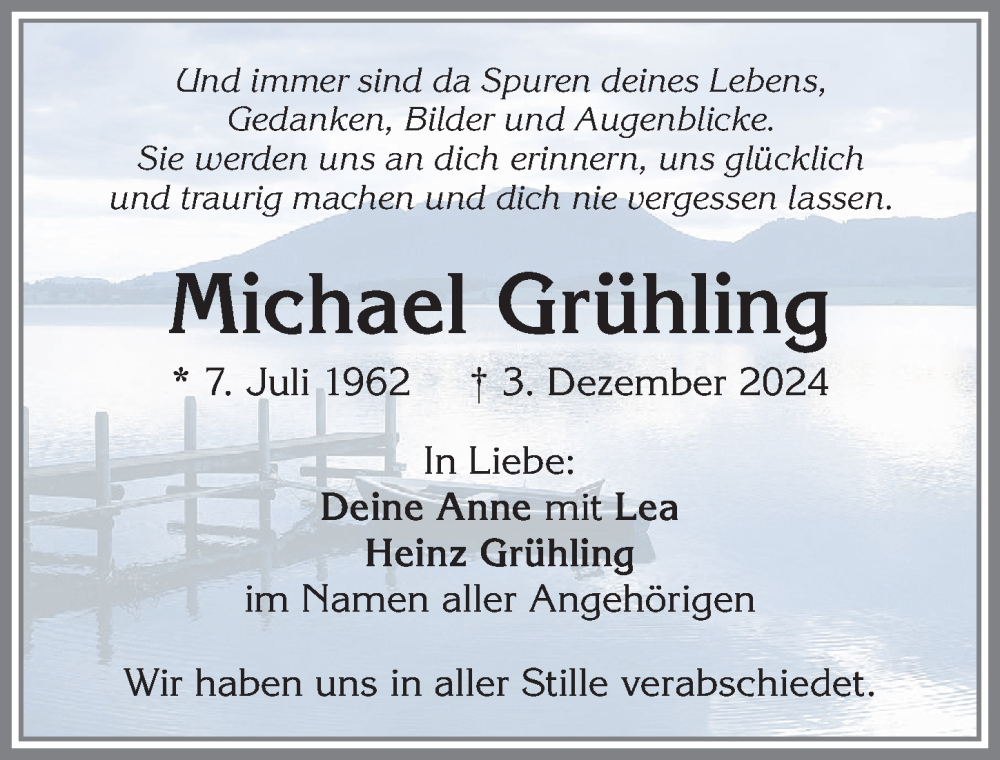 Traueranzeige von Michael Grühling von Allgäuer Zeitung,Kempten