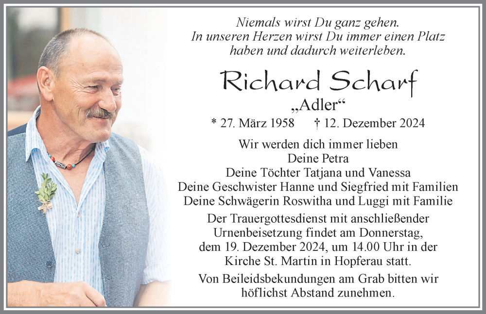 Traueranzeige von Richard Scharf von Allgäuer Zeitung, Füssen