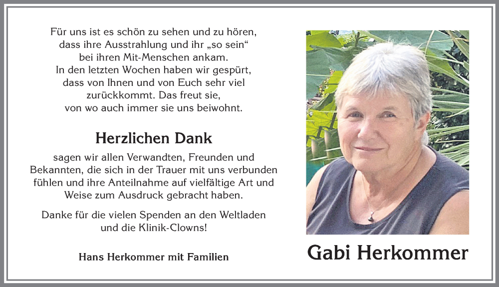 Traueranzeige von Gabi Herkommer von Allgäuer Zeitung, Kaufbeuren/Buchloe