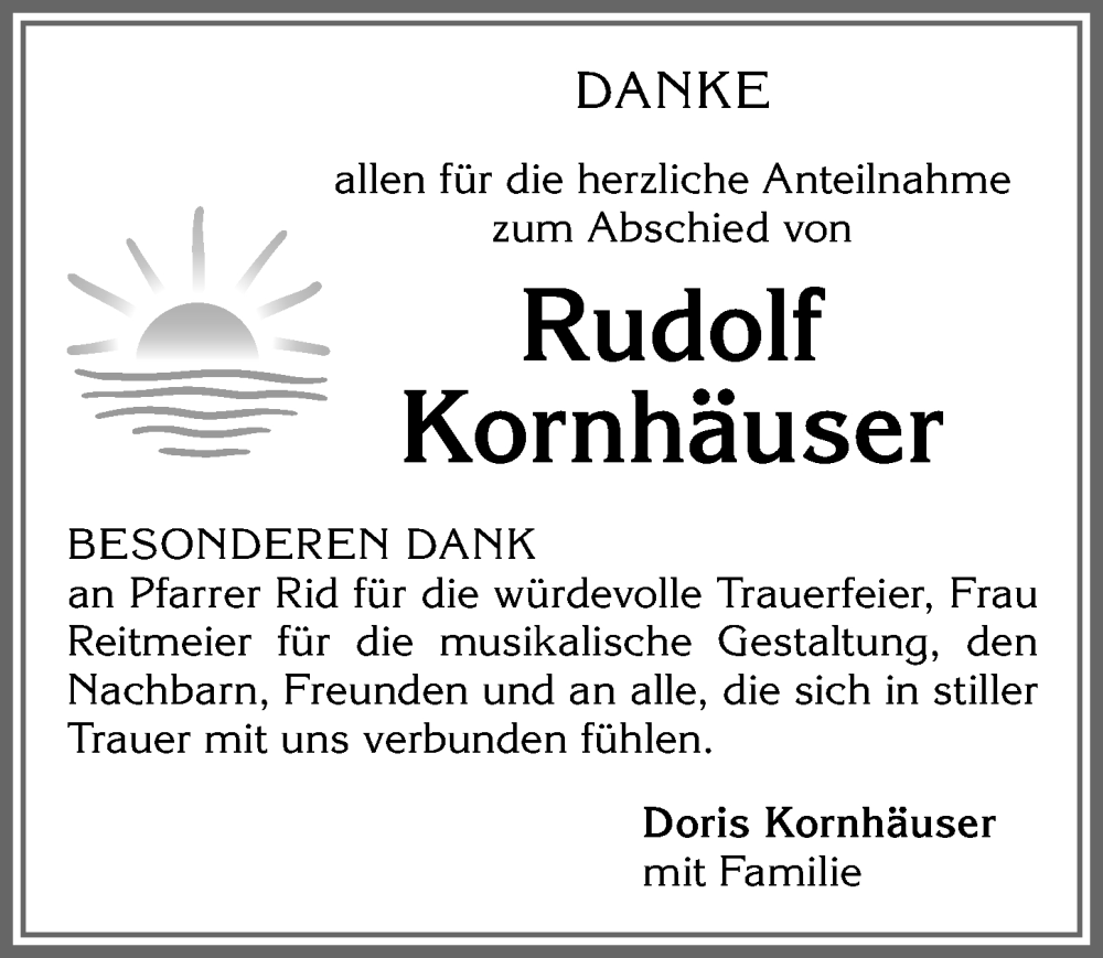 Traueranzeige von Rudolf Kornhäuser von Allgäuer Zeitung, Marktoberdorf