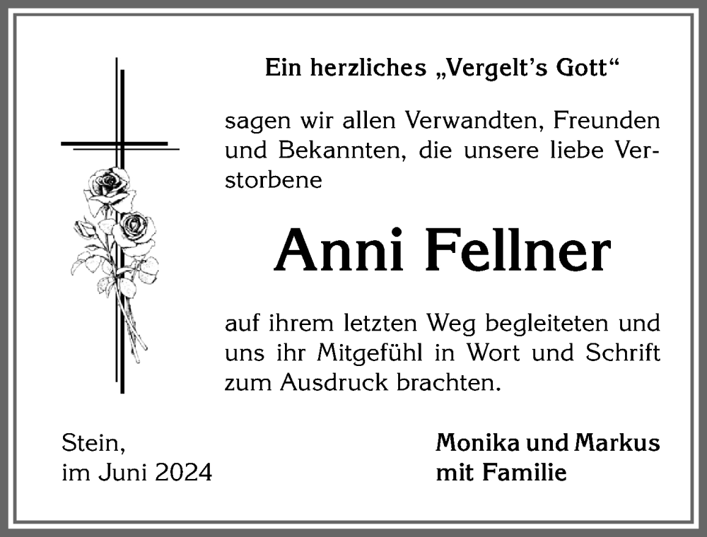 Traueranzeige von Anni Fellner von Allgäuer Anzeigeblatt