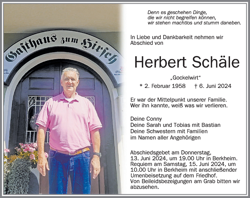 Traueranzeige von Herbert Schäle von Memminger Zeitung