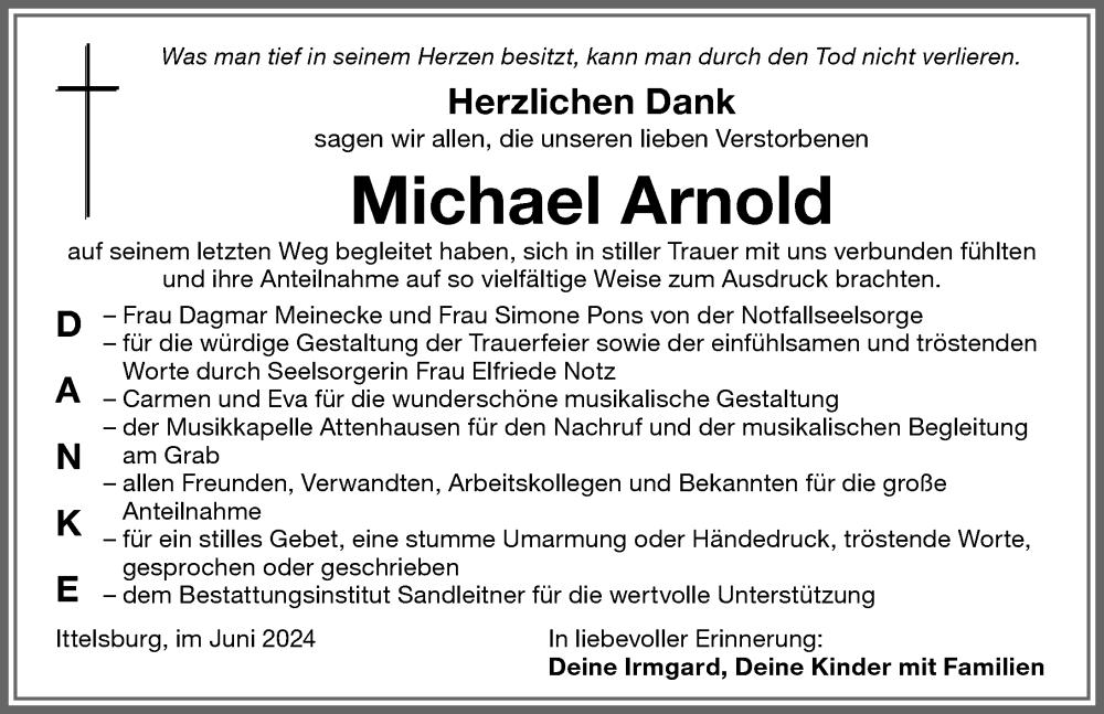 Traueranzeige von Michael Arnold von Memminger Zeitung