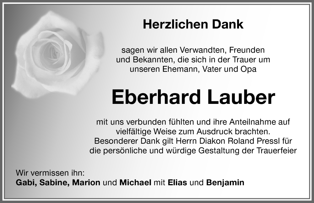 Traueranzeige von Eberhard Lauber von Memminger Zeitung