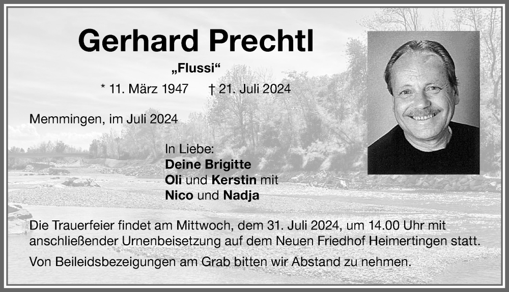 Traueranzeige von Gerhard Prechtl von Memminger Zeitung