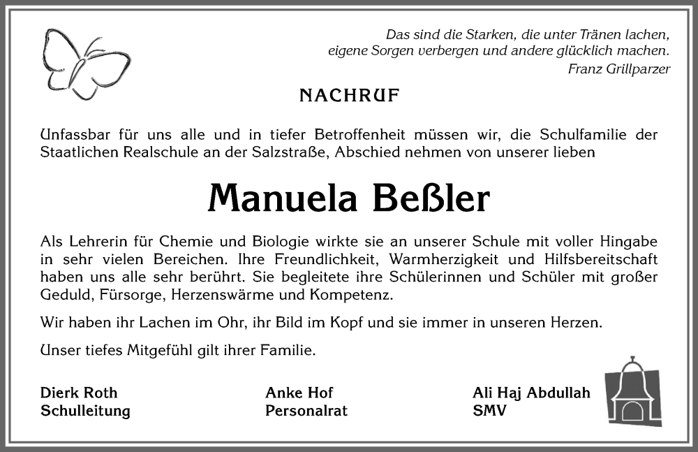 Traueranzeige von Manuela Beßler von Allgäuer Zeitung,Kempten