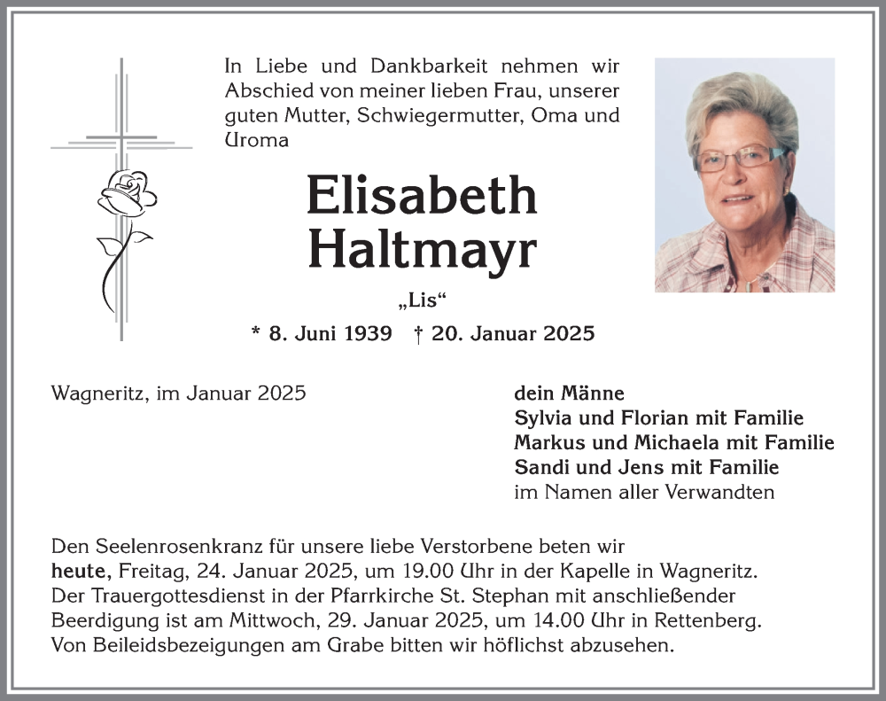 Traueranzeige von Elisabeth Haltmayr von Allgäuer Anzeigeblatt