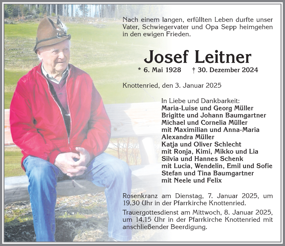 Traueranzeige von Josef Leitner von Allgäuer Anzeigeblatt