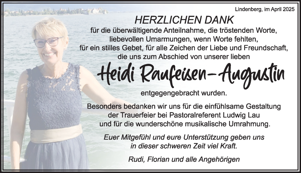 Traueranzeige von Heidi Raufeisen von Der Westallgäuer