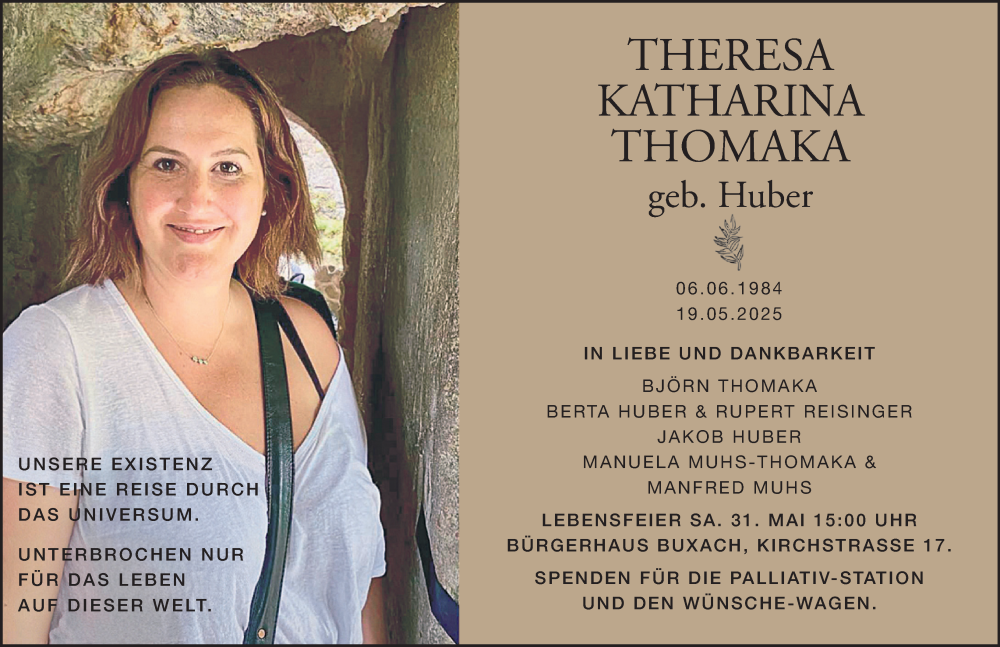 Traueranzeige von Theresa Katharina Thomaka von Memminger Zeitung