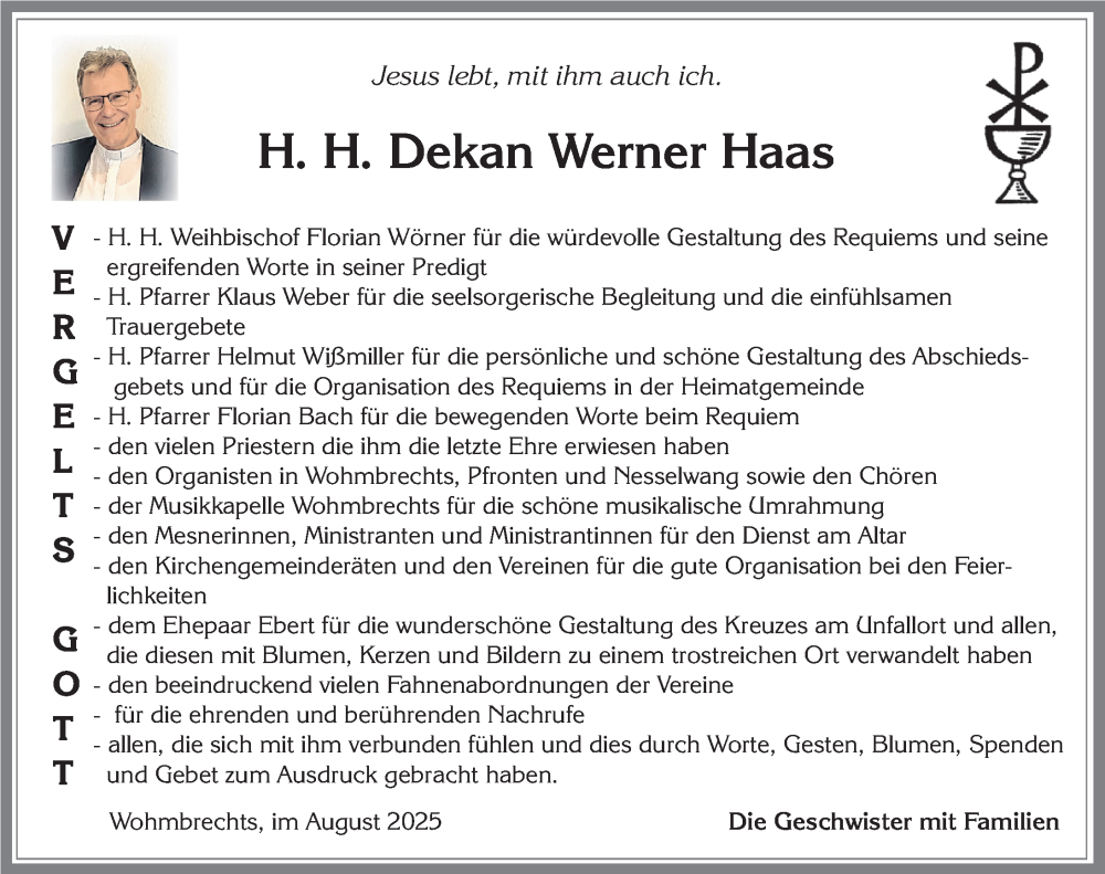 Traueranzeige von Werner Haas von Allgäuer Zeitung, Füssen