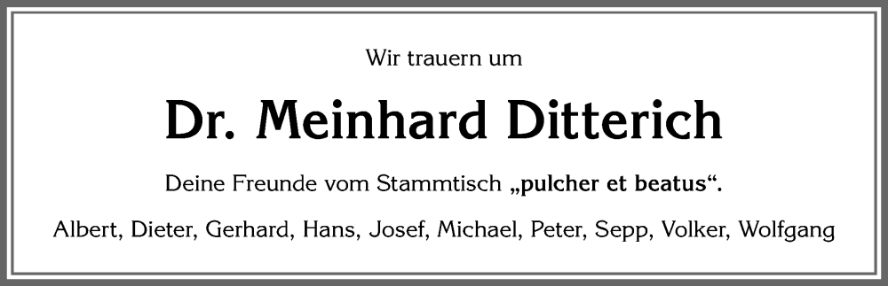 Traueranzeige von Meinhard Ditterich von Allgäuer Anzeigeblatt