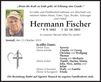 Traueranzeigen von Hermann Fischer | Augsburger Allgemeine Zeitung