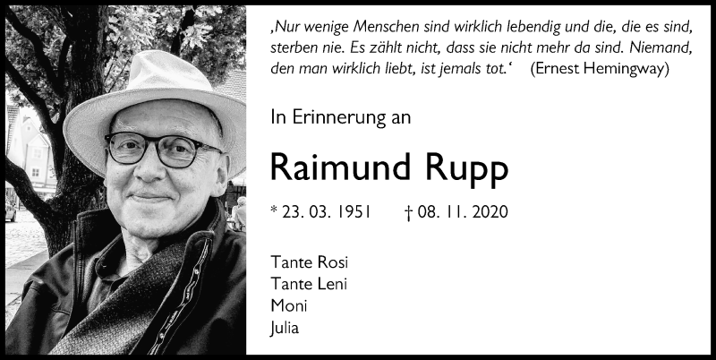 Traueranzeige von Raimund Rupp von Augsburger Allgemeine