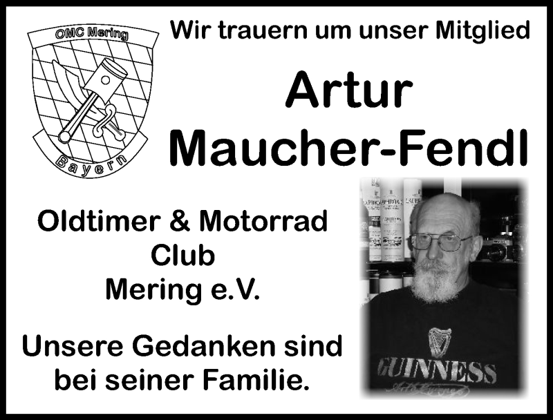 Traueranzeige von Artur Maucher-Fendl von Friedberger Allgemeine