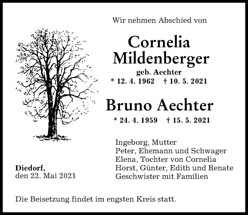 Traueranzeige von Bruno Aechter von Augsburger Allgemeine