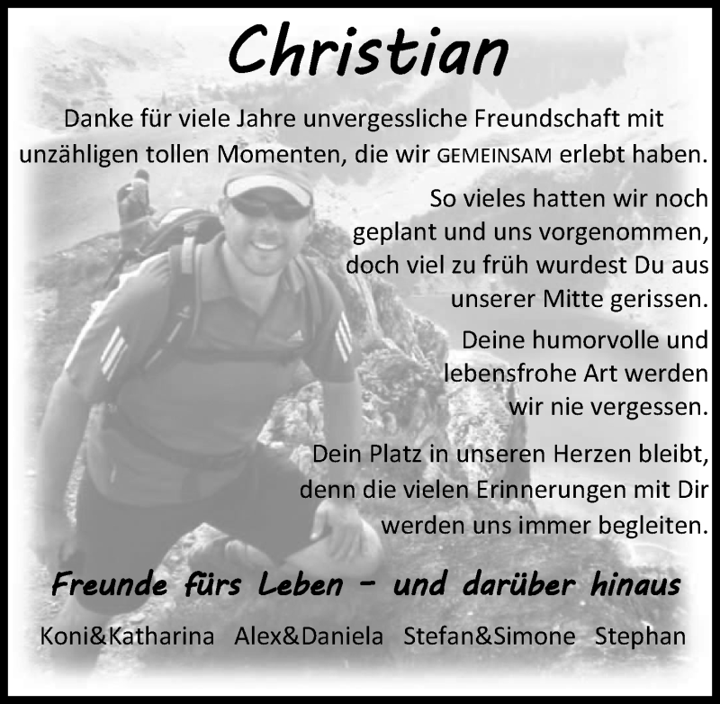  Traueranzeige für Christian  vom 17.08.2021 aus Illertisser Zeitung