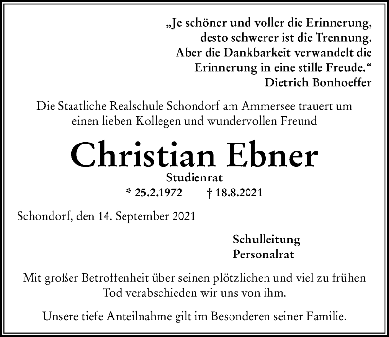 Traueranzeige von Christian Ebner von Landsberger Tagblatt