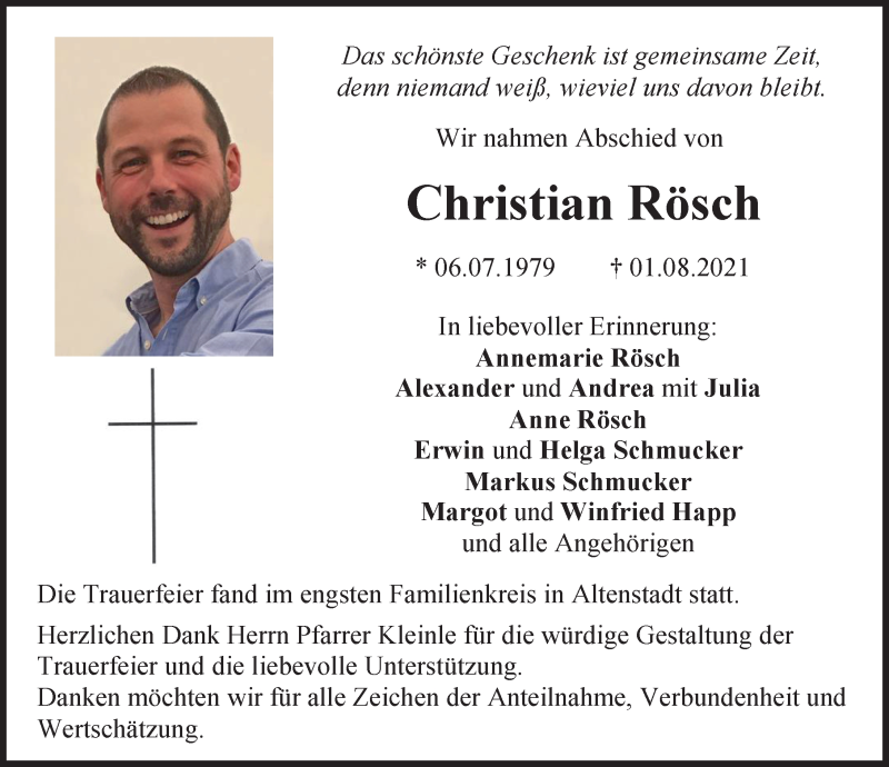 Traueranzeige von Christian Rösch von Illertisser Zeitung