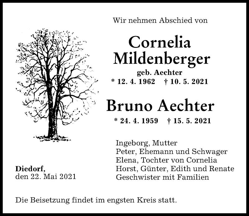 Traueranzeige von Cornelia Mildenberger von Augsburger Allgemeine