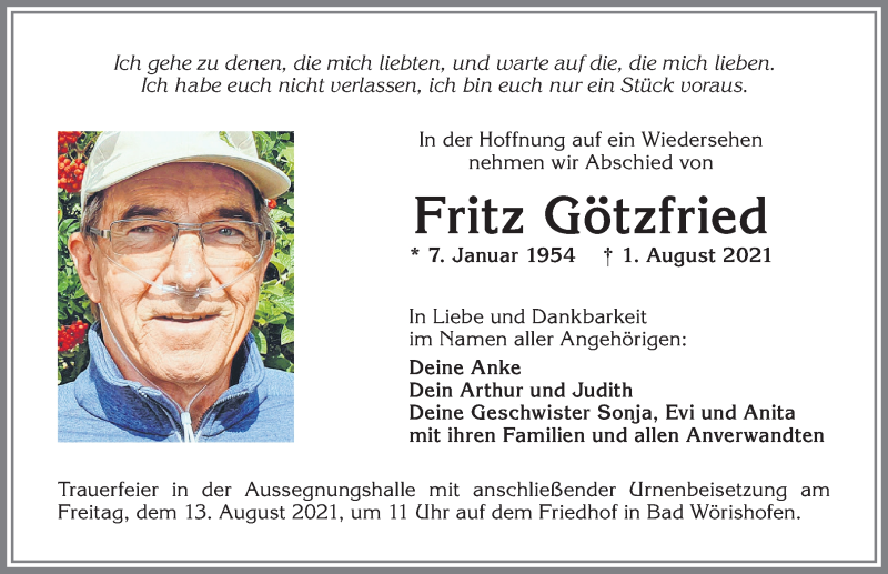 Traueranzeige von Fritz Götzfried von Mindelheimer Zeitung